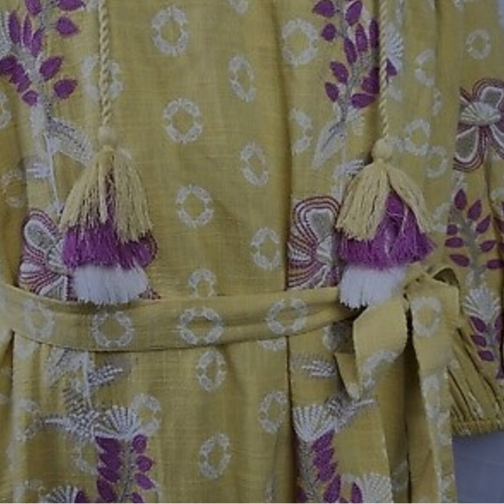 Embroidered Linen Midi Dress Caftan / Resort Wear NWT XS - Picture 9 of 15